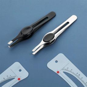 img 1 attached to 🔧 Precision Slant Tip Tweezers - Wide Non-Slip Grip, Stainless Steel Hair Clipper for Ingrown Hair Removal - Silver and Black