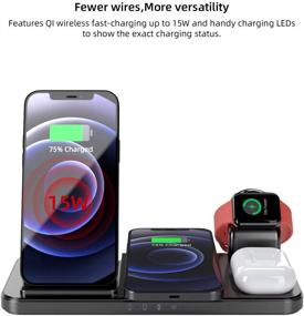 img 3 attached to Coobetter 4 in 1 Wireless Charging Station with Adapter - Black | 🔌 For iPhone 12/12 Pro/12 Pro Max/XS/XS Max/XR/X / 8 /8P, AirPods Pro, and Apple Watch