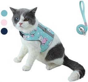 img 4 attached to 🐱 RIDVANVAN Green Medium Cat Harness and Leash Set - Escape Proof, Reflective, Adjustable Walking Jackets - Padded Cat Vest