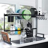 adjustable length 2-tier over-the-sink dish drying rack - kitsure multifunctional stainless steel dish rack, space-saving design for over-sink use логотип