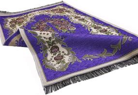 img 3 attached to 🕌 Modefa Islamic Janamaz Sajjadah Thin Chenille Woven Embroidered Floral Rose Prayer Mat + Free CAR Hanger in Purple