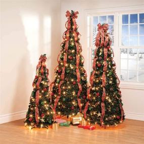 img 1 attached to 🎄 7ft Pre-Lit and Fully Decorated HOLIDAY PEAK Pull-Up Christmas Tree