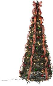 img 3 attached to 🎄 7ft Pre-Lit and Fully Decorated HOLIDAY PEAK Pull-Up Christmas Tree