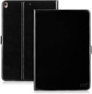 📱 fyy handmade genuine leather case for 2019 ipad air 3 10.5/2017 ipad pro 10.5 inch - black with kickstand function logo