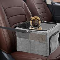 enhanced dog booster seat with storage pocket & safety belt attachment - 🐶 perfect for small/medium pets, cats & puppies - easy clip-on installation - washable & convenient logo