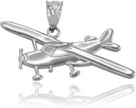 sleek and elegant: space and aviation ✈️ polished 925 sterling silver airplane aircraft charm pendant logo