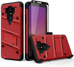 img 3 attached to 📱 ZIZO Bolt Series for LG Stylo 5 Case: Military Grade Drop Tested with Full Glass Screen Protector, Holster, and Kickstand | Red Black