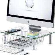 enhance your workstation with simplehouseware glass computer monitor riser & drawer logo
