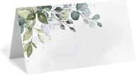 🌿 bliss collections greenery watercolor place cards - wedding or party, table seating cards, easy fold, 50 pack, 2 x 3.5 inches logo