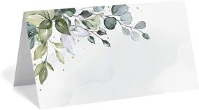 img 4 attached to 🌿 Bliss Collections Greenery Watercolor Place Cards - Wedding or Party, Table Seating Cards, Easy Fold, 50 Pack, 2 x 3.5 Inches