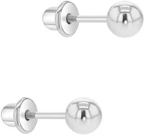 img 3 attached to 🎁 Stylish and Safe: Rhodium Plated Classic Plain Ball Safety Screw Back Earrings - Perfect Jewelry Gift for Young Girls' Birthdays - Lightweight and Gentle for Sensitive Ears