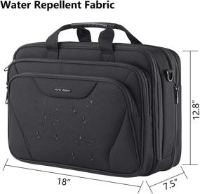 img 2 attached to 🎒 KROSER Premium Laptop Bag Briefcase - 17.3 Inch Expandable Water-Repellent Shoulder Messenger Bag for Travel/Business/School - Black