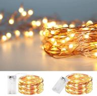 🔌 waterproof led string lights, 2-pack 20ft 60 led fairy lights for festival decorations, crafting, battery powered copper wire starry string lights (warm white) логотип