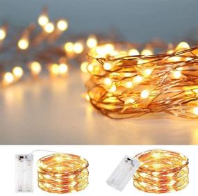 img 4 attached to 🔌 Waterproof LED String Lights, 2-Pack 20ft 60 LED Fairy Lights for Festival Decorations, Crafting, Battery Powered Copper Wire Starry String Lights (Warm White)