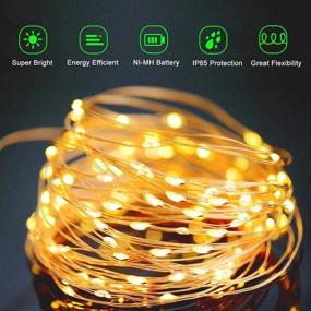 img 3 attached to 🔌 Waterproof LED String Lights, 2-Pack 20ft 60 LED Fairy Lights for Festival Decorations, Crafting, Battery Powered Copper Wire Starry String Lights (Warm White)