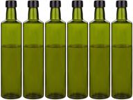 🍾 suwimut 6 pack glass olive oil bottle, 17oz dark green oil vinegar cruet bottle with cap, empty olive oil carafe decanter for kitchen - 500ml logo