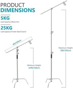 img 1 attached to 📸 Neewer 10ft/3m C-Stand Light Stand with 4ft/1.2m Extension Boom Arm, 2 Grip Heads & Carry Bag for Studio Photography, Video, Reflectors, Umbrellas, Monolights, etc. (Basic Version)