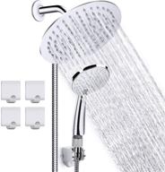 💦 upgrade your shower experience with 8 inch stainless steel rainfall shower head combo - 3 settings handheld shower, 60'' hose, strong suction holder & flow regulator! logo