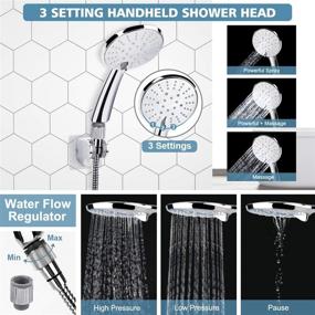 img 2 attached to 💦 Upgrade Your Shower Experience with 8 inch Stainless Steel Rainfall Shower Head Combo - 3 Settings Handheld Shower, 60'' Hose, Strong Suction Holder & Flow Regulator!