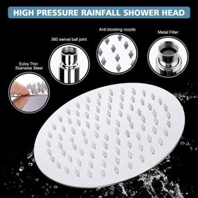 img 3 attached to 💦 Upgrade Your Shower Experience with 8 inch Stainless Steel Rainfall Shower Head Combo - 3 Settings Handheld Shower, 60'' Hose, Strong Suction Holder & Flow Regulator!