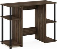 furinno jaya computer study desk in columbia walnut with black accents logo