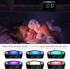 img 2 attached to 🕰️ Rocam Digital Bedroom Alarm Clock - Large 7" LED Display with Dimmer, Snooze, 7 Night Light, Easy Set-Up, USB Chargers, Battery Backup, 12/24 Hour - Ideal for Kids, Boys, Teens, and Heavy Sleepers (Blue)