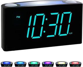 img 4 attached to 🕰️ Rocam Digital Bedroom Alarm Clock - Large 7" LED Display with Dimmer, Snooze, 7 Night Light, Easy Set-Up, USB Chargers, Battery Backup, 12/24 Hour - Ideal for Kids, Boys, Teens, and Heavy Sleepers (Blue)