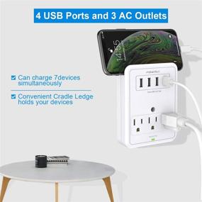 img 2 attached to 🔌 POWRUI Multi Wall Outlet Adapter Surge Protector with 4 USB Ports - ETL Certified, Wall Mount Charging Center for Home, School, Office