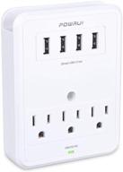 🔌 powrui multi wall outlet adapter surge protector with 4 usb ports - etl certified, wall mount charging center for home, school, office logo