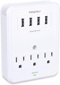 img 4 attached to 🔌 POWRUI Multi Wall Outlet Adapter Surge Protector with 4 USB Ports - ETL Certified, Wall Mount Charging Center for Home, School, Office