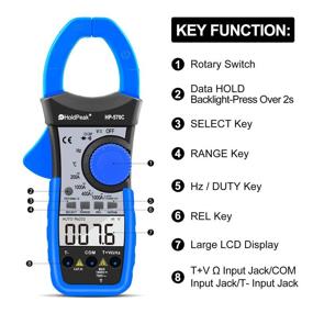 img 3 attached to HOLDPEAK Digital Clamp Meter Multimeter HP-570C: Accurate AC/DC Voltage & Current Measurement with Resistance, Capacitance, Frequency, Diode, and Continuity Buzzer