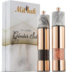 img 4 attached to 🧂 MITBAK Salt and Pepper Grinder Set with Adjustable Coarseness and Ceramic Mechanism - Easy-to-Use Mills, Unique Kitchen Gadgets and Tools Packaged in a Stunning Gift Box