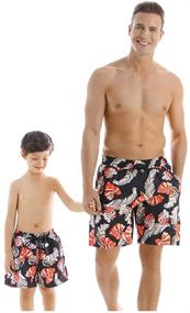 img 4 attached to Father Matching Hawaiian Swimwear 12 14Years