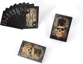 img 2 attached to jcoral 2 Pack Skull Gold Playing Cards - Waterproof Black Poker Cards for Endless Fun and Durability