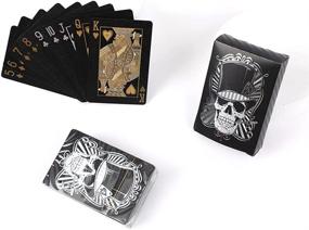 img 3 attached to jcoral 2 Pack Skull Gold Playing Cards - Waterproof Black Poker Cards for Endless Fun and Durability