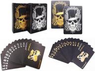 jcoral 2 pack skull gold playing cards - waterproof black poker cards for endless fun and durability логотип