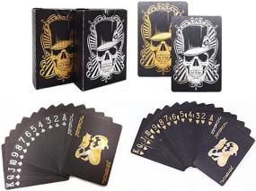 img 4 attached to jcoral 2 Pack Skull Gold Playing Cards - Waterproof Black Poker Cards for Endless Fun and Durability