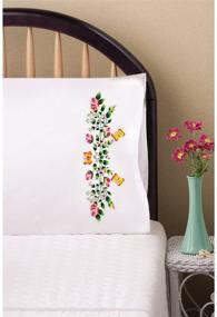 img 2 attached to Pink Embroidery Kit - Tobin Stamped Pillowcases with Butterflies and Roses, 20" x 30