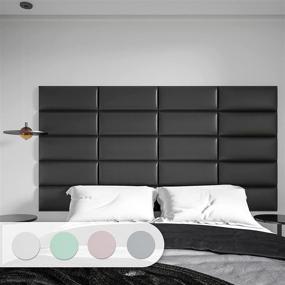 img 4 attached to 🖼️ Art3d Peel and Stick Headboard for Full and Queen - Black (9 Panels, 9.84" x 23.62"), 3D Soundproof Wall Panels, Upholstered Wall Panel