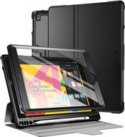 📱 poetic explorer case for ipad 10.2 9th gen (2021) / 8th gen (2020) / 7th gen (2019), full body rugged stand folio cover with built-in screen protector, pencil holder, black логотип