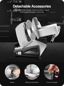 img 2 attached to 🔪 Powerful and Safe Electric Meat Slicer with Stainless Steel Blade | Adjustable Thickness | Child Lock | Easy to Clean | 150W