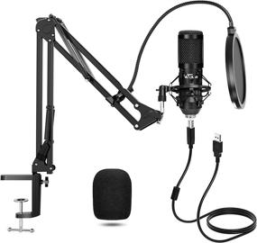img 4 attached to 🎤 VeGue USB Microphone Kit: High-Quality 192KHZ/24Bit PC Condenser Mic Set for Gaming, YouTube, Music Recording, and Voice Over – Adjustable Arm Stand Included (VG-016)