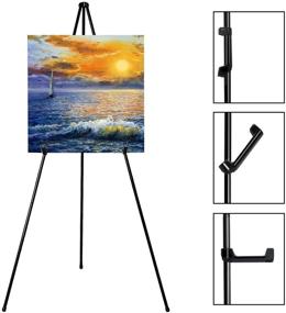 img 3 attached to 🖼️ JIUYE 63" Tall Display Easel Stand: Adjustable Folding Poster Easel for Arts/Signs Showing in Exhibition/Lobby. Holds 5lbs. (1Pack)