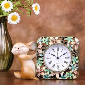img 3 attached to Vintage Handmade Desk Clock: Battery-Operated Analog Table Clock for Living Room by Lcteey