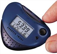 🎵 advanced talking pedometer with music and clock by sharper image (eb300) logo