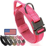 🐾 yoetey heavy duty tactical dog collar: premium quality, 1.5" adjustable quick release collar for large and medium dogs with handle & reflective threading logo