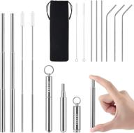 🥤 vantic reusable metal straws 8 set - 2 collapsible stainless steel straws with case & brush + 6 extra long drinking straws with pouch & brush for sustainable sipping logo