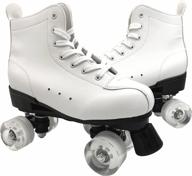 🛼 retro white roller skates for women and men, double row 4 wheels, ideal for beginners - indoor and outdoor use logo