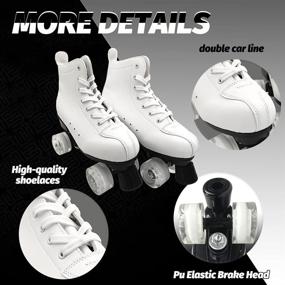 img 3 attached to 🛼 Retro White Roller Skates for Women and Men, Double Row 4 Wheels, Ideal for Beginners - Indoor and Outdoor Use