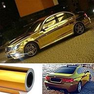 🚘 glossy chrome mirror car wrap sticker - diyah 12" x 60" air release bubble free anti-wrinkle vinyl (golden) logo